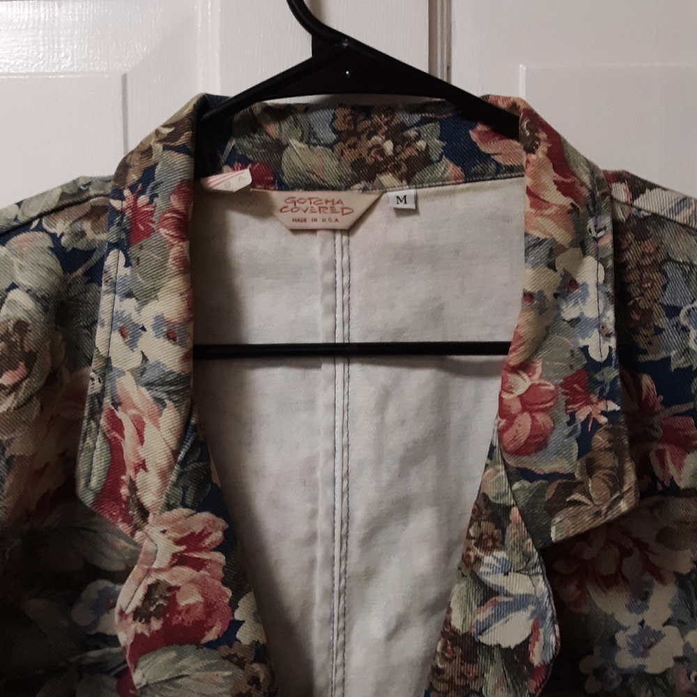 Vintage Floral Denim Blazer by Gotcha Covered Sz.M - Picture 6 of 7